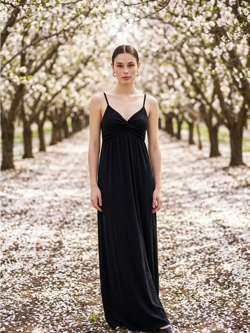 Elle Black Spaghetti-Strap Maxi Dress